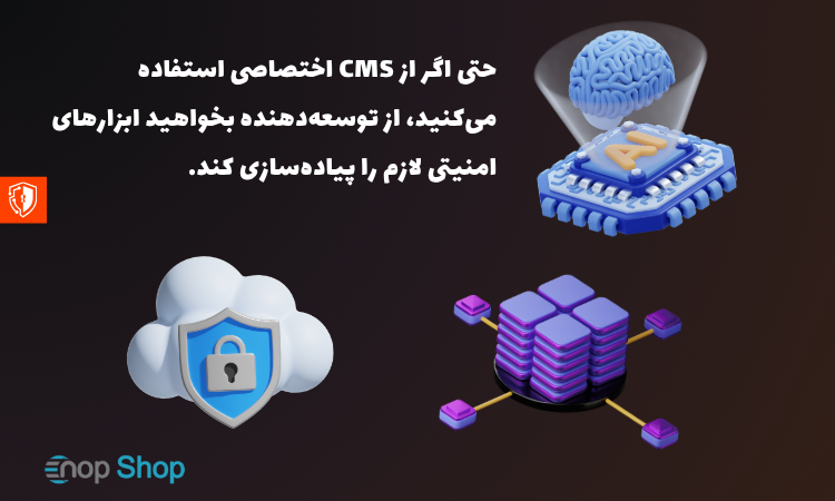 حتی اگر از CMS اختصاصی استفاده می‌کنید، از توسعه‌دهنده بخواهید ابزارهای امنیتی لازم را پیاده‌سازی کند.